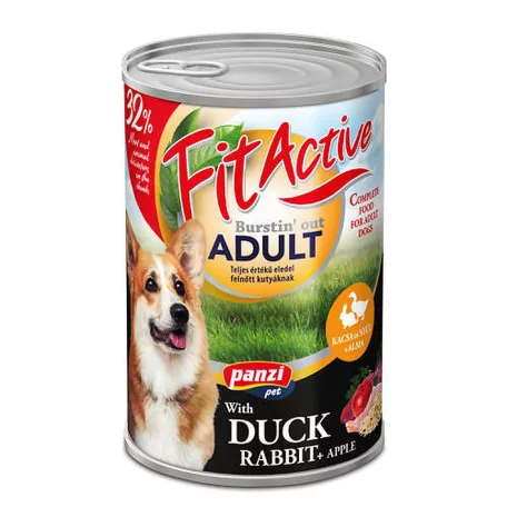 FitActive | konzerv Adult - nedveseledel (kacsa-nyúl) felnőtt kutyák részére - 1240g