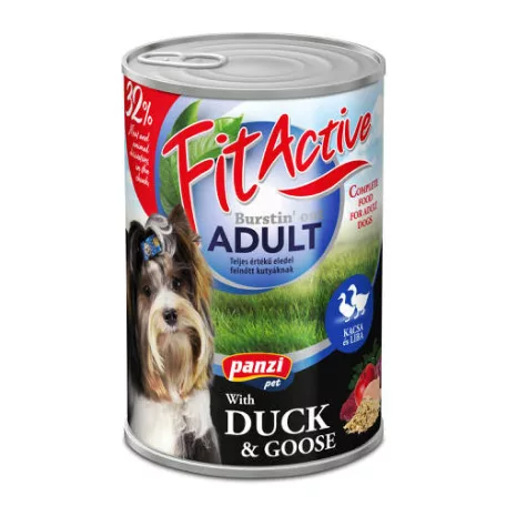 FitActive | konzerv Adult - nedveseledel (kacsa-liba) felnőtt kutyák részére  - 1240g