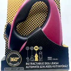   Julius-K9 | Retractable Dog Leash | Automata szalagos kutyapóráz – piros/fekete (M) 5 m