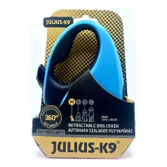   Julius-K9 | Retractable Dog Leash | Automata szalagos kutyapóráz – türkiz/fekete (XS) 3 m