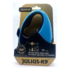   Julius-K9 | Retractable Dog Leash | Automata szalagos kutyapóráz – türkiz/fekete (S) 5 m