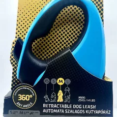   Julius-K9 | Retractable Dog Leash | Automata szalagos kutyapóráz – türkiz/fekete (M) 5 m