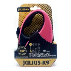   Julius-K9 | Retractable Dog Leash | Automata szalagos kutyapóráz – pink/fekete (XS) 3 m