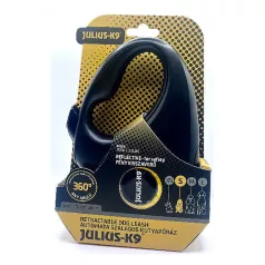   Julius-K9 | Retractable Dog Leash | Automata szalagos kutyapóráz – neon narancs (S) 5 m