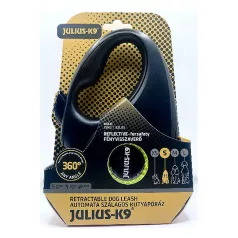   Julius-K9 | Retractable Dog Leash | Automata szalagos kutyapóráz – neon sárga (S) 5 m