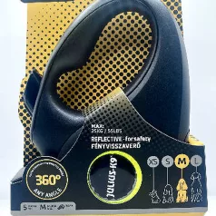   Julius-K9 | Retractable Dog Leash | Automata szalagos kutyapóráz – neon sárga (M) 5 m