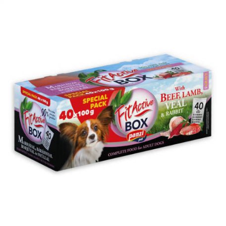 FitActive | DOG FITABOX Lamb & Rabbit (marha,borjú,bárány,nyúl) - nedves eledel válogatás szószban, kutyák részére - 40x100g