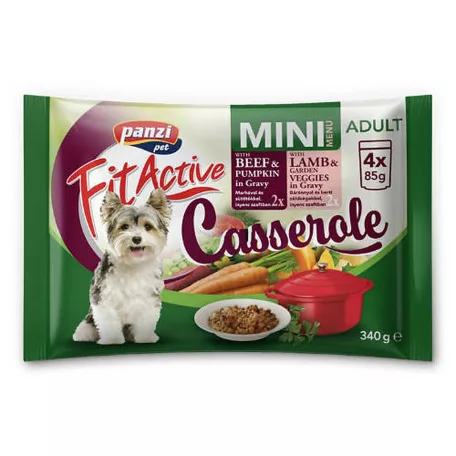 FitActive | Dog Fit Rák | Marha és bárány ízesítésű teljes értékű nedveseledel kutyák részére – 4 x 85 g