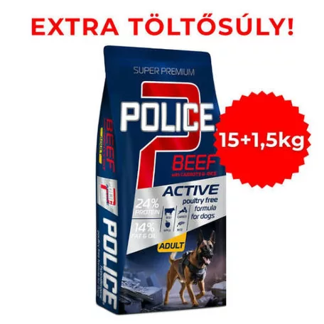 Police | Adult Hypoallergenic Beef with Carrots & Rice | Csirkementes szuperprémium felnőtt kutyatáp 15 kg + 1,5 kg