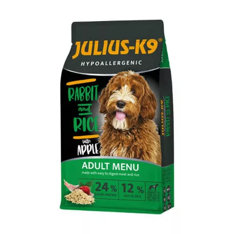 Julius-K9 | Adult Hypoallergenic Rabbit & Rice – nyúl & rizs száraztáp felnőtt kutyáknak (12 kg)
