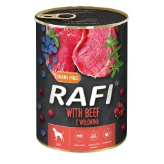   RAFI kutya pástétom marha, vörös- és kék áfonyával konzerv 400g