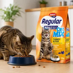  Panzi | Regular Adult Cat Mix | Teljes értékű pulykás és halas száraz macskaeledel felnőtt macskáknak – 10 kg