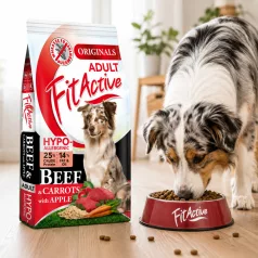   Termék név:  FitActive | Wheatfree Adult Hypoallergenic Beef & Carrots with Apple | Búzamentes száraz eledel felnőtt kutyáknak – 13.2 kg (12+1.2 kg)