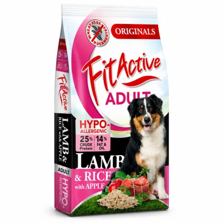 FitActive | Wheatfree Adult Hypoallergenic Lamb & Rice with Apple | Búzamentes száraz eledel felnőtt kutyáknak – 13.2 kg (12+1.2 kg)