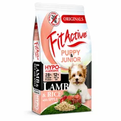   FitActive | Wheatfree Puppy & Junior Hypoallergenic Lamb & Rice with Apple | Búzamentes száraz eledel kölyökkutyáknak – 13.2 kg (12+1.2 kg)