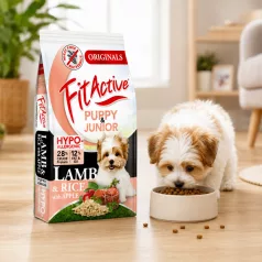   FitActive | Wheatfree Puppy & Junior Hypoallergenic Lamb & Rice with Apple | Búzamentes száraz eledel kölyökkutyáknak – 13.2 kg (12+1.2 kg)