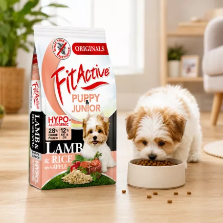 FitActive | Wheatfree Puppy & Junior Hypoallergenic Lamb & Rice with Apple | Búzamentes száraz eledel kölyökkutyáknak – 13.2 kg (12+1.2 kg)