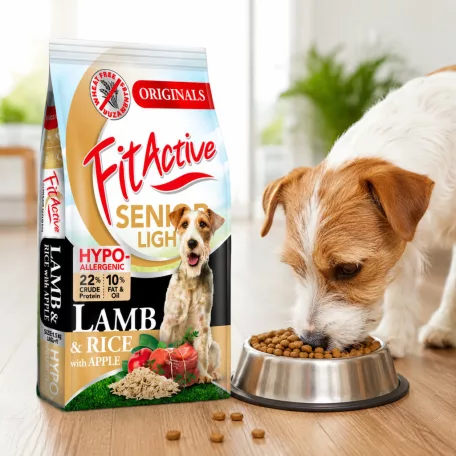 FitActive | Wheatfree Senior / Light Lamb & Rice with Apple | Búzamentes száraz eledel idős és túlsúlyos kutyáknak – 13.2 kg (12+1.2 kg)