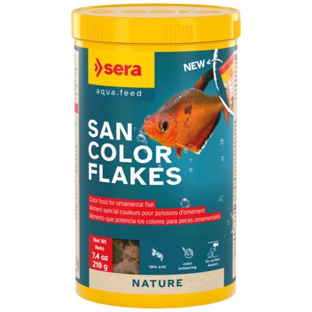 Sera San Color Flakes | Színfokozó lemezes táp minden díszhal számára – 1000 ml / 210 g