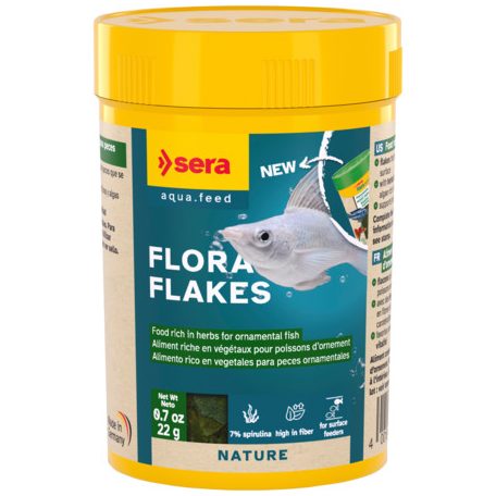 Sera Flora Flakes | Növényi lemezes táp növényevő díszhalak számára – 100 ml / 22 g