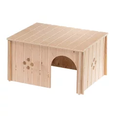   Ferplast Sin 4647 | Természetes fából készült búvóhely és pihenőház nyulak számára – 37 × 28 × 20 cm