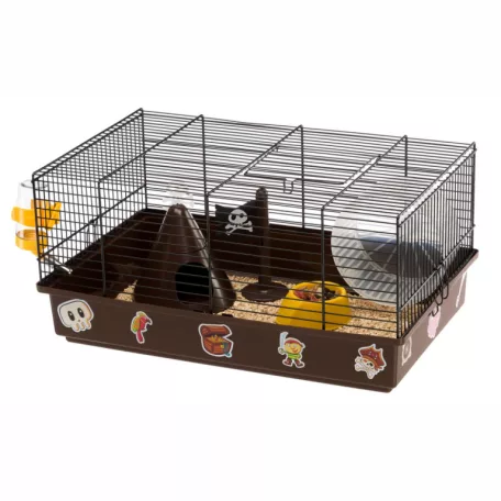 Ferplast Criceti 9 Pirates | Kalóz tematikájú hörcsögketrec kiegészítőkkel és dekorációval – 46 x 30 x 22,5 cm