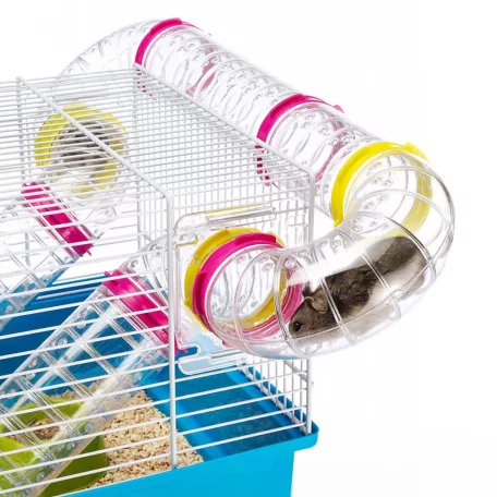 Ferplast Paula | Klasszikus hörcsögketrec külső csőrendszerrel és felszereléssel – 46 × 29,5 × 24,5 cm