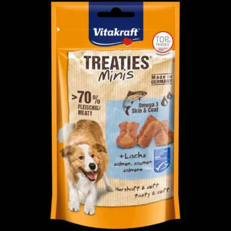Vitakraft | Treaties Minis | Puha lazacos jutalomfalat Omega-3 zsírsavakkal kistestű kutyáknak – 48 g
