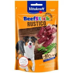   Vitakraft Beef Stick Rustico | Szaftos marhahúsos és szalámi ízesítésű jutalomfalat falatkák kistestű kutyák részére – 55 g Rövid leírás: