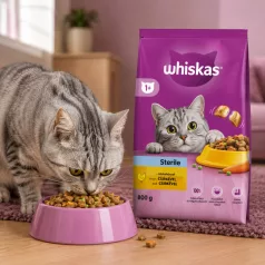   Whiskas | Adult Sterile Chicken | Teljes értékű csirkés száraz macskaeledel ivartalanított felnőtt macskáknak – 800 g