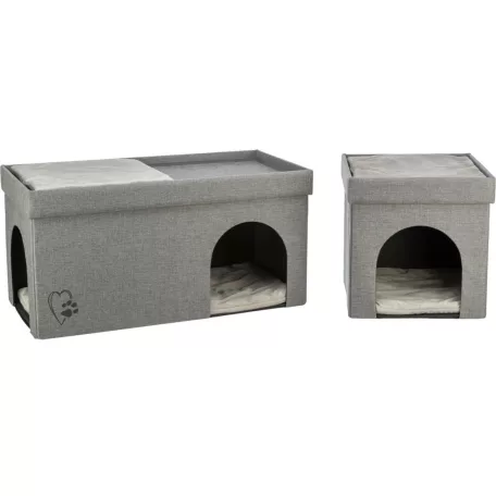 Trixie Kimy | Extra tágas szövet macskabújó és design kuckó – 76 × 72 × 37 cm, világosszürke