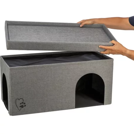 Trixie Kimy | Extra tágas szövet macskabújó és design kuckó – 76 × 72 × 37 cm, világosszürke
