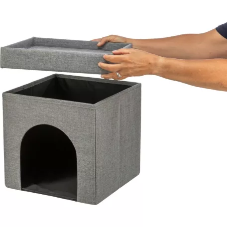 Trixie Kimy | Extra tágas szövet macskabújó és design kuckó – 76 × 72 × 37 cm, világosszürke