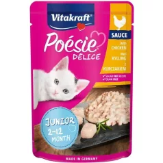   Vitakraft | Junior Poésie Déli Sauce | Krémes szószos nedves macskaeledel csirkemellel kölyök macskák részére – 85 g