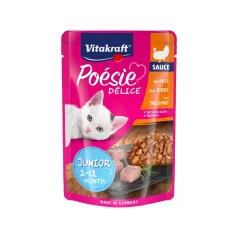   Vitakraft | Junior Poésie Déli Sauce | Krémes szószos nedves macskaeledel pulykával kölyök macskák részére – 85 g