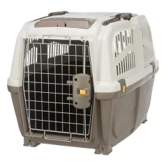   Trixie | Transport Box Skudo | biztonságos, jól szellőző szállítóbox kutyáknak – tópszín/homok, (S–M), 48 × 51 × 68 cm, max. 30 kg
