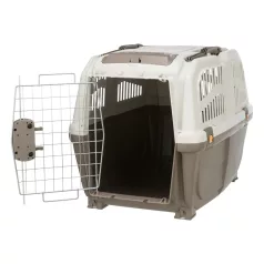   Trixie | Transport Box Skudo | biztonságos, jól szellőző szállítóbox kutyáknak – tópszín/homok, (S–M), 48 × 51 × 68 cm, max. 30 kg