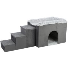   Trixie Harvey cuddly cave with steps | Bújó,lépcsőkkel (szürke/fehér-fekete) - 135x47x50 cm