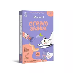   RECORD CREAM SHAKE Nedves Jutalomfalat Macskáknak Lazac és Macskamenta 7x12 g