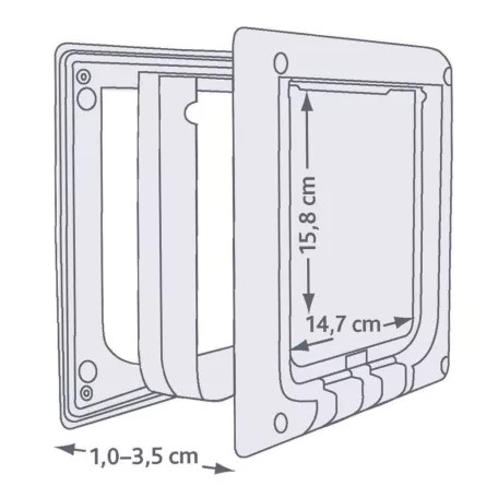 Trixie 4-Way Flap Door | Elektromágneses kutya- és macskaajtó – 21,1 × 24,4 cm, fehér