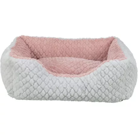 Trixie Kaline Mio | Extra méretű peremes fekvőhely macskáknak és kutyáknak – 80 × 65 cm, szürke/rózsaszín