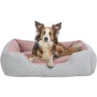 Trixie Kaline Mio | Extra méretű peremes fekvőhely macskáknak és kutyáknak – 80 × 65 cm, szürke/rózsaszín