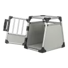 Trixie | Transport Box | biztonságos, jól szellőző szállítóbox kutyáknak – világosszürke/ezüst, (S), 46 × 56 × 60 cm, max. 15 kg