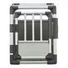 Trixie | Transport Box | biztonságos, jól szellőző szállítóbox kutyáknak – világosszürke/ezüst, (S), 46 × 56 × 60 cm, max. 15 kg