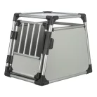 Trixie | Transport Box | biztonságos, jól szellőző szállítóbox kutyáknak – világosszürke/ezüst, (M), 53 × 61 × 74 cm, max. 20 kg
