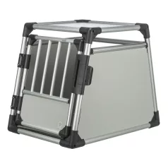   Trixie | Transport Box | biztonságos, jól szellőző szállítóbox kutyáknak – világosszürke/ezüst, (M), 53 × 61 × 74 cm, max. 20 kg