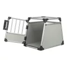 Trixie | Transport Box | biztonságos, jól szellőző szállítóbox kutyáknak – világosszürke/ezüst, (M), 53 × 61 × 74 cm, max. 20 kg