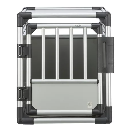 Trixie | Transport Box | biztonságos, jól szellőző szállítóbox kutyáknak – világosszürke/ezüst, (M), 53 × 61 × 74 cm, max. 20 kg