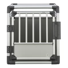   Trixie | Transport Box | biztonságos, jól szellőző szállítóbox kutyáknak – világosszürke/ezüst, (M–L), 60 × 65 × 86 cm, max. 30 kg