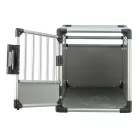 Trixie | Transport Box | biztonságos, jól szellőző szállítóbox kutyáknak – világosszürke/ezüst, (M–L), 60 × 65 × 86 cm, max. 30 kg